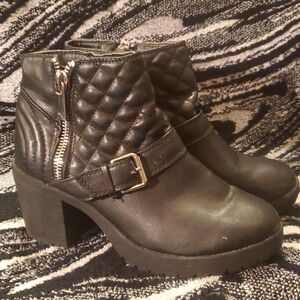 Black Leather Ankle Booties-Rampage